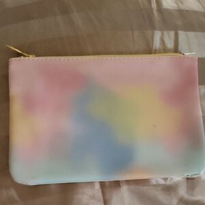 Ipsy Pastel Cosmetic Bag with Yellow Zipper